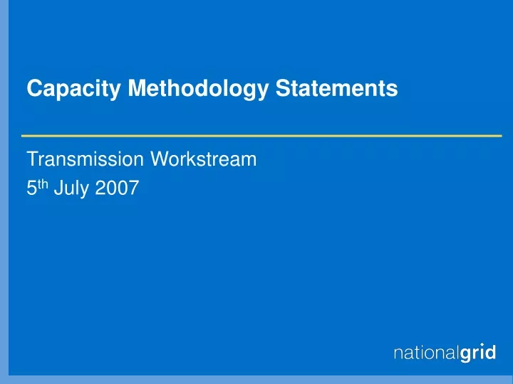 capacity methodology statements