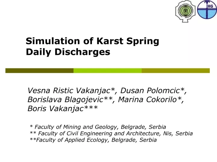 simulation of karst spring daily discharges