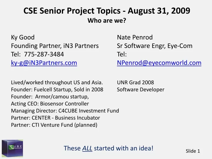 cse senior project topics august 31 2009