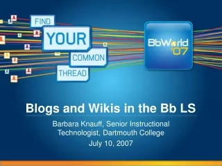 Blogs and Wikis in the Bb LS