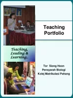 Enhancing Biology Teaching: Tor Siong Hoon's Portfolio - slide 1