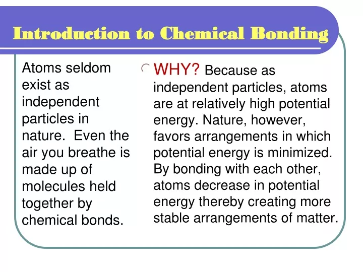 introduction to chemical bonding