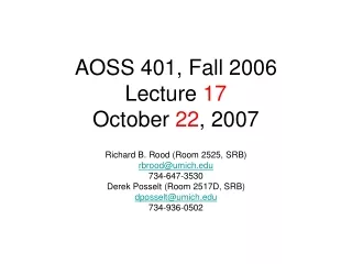 AOSS 401, Fall 2006 Lecture  17 October  22 , 2007