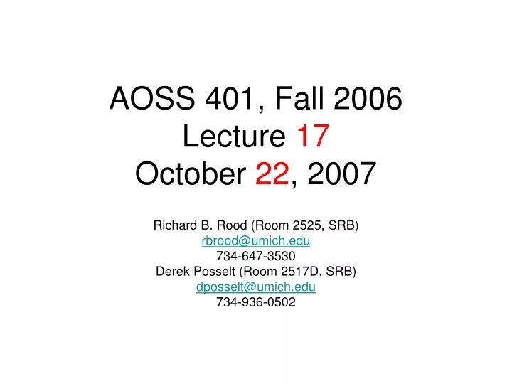 aoss 401 fall 2006 lecture 17 october 22 2007