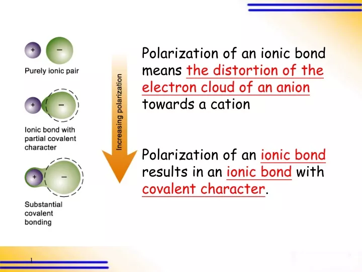 PPT - Factors that Favour Polarization of Ionic Bond – Fajans’ Rules ...
