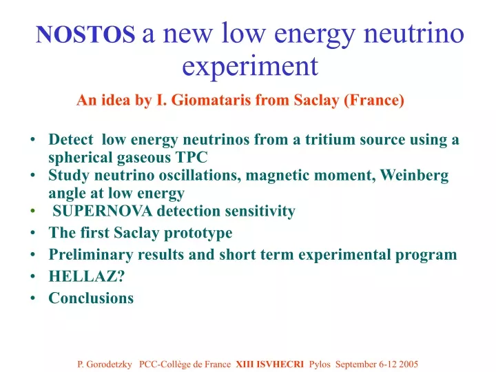 nostos a new low energy neutrino experiment