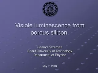 Visible luminescence from porous silicon