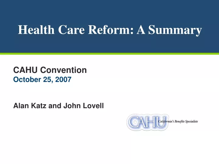 health care reform a summary