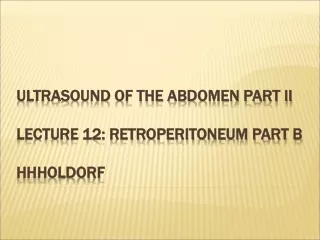 Ultrasound of the Abdomen Part II lecture 12: Retroperitoneum Part B HHHoldorf
