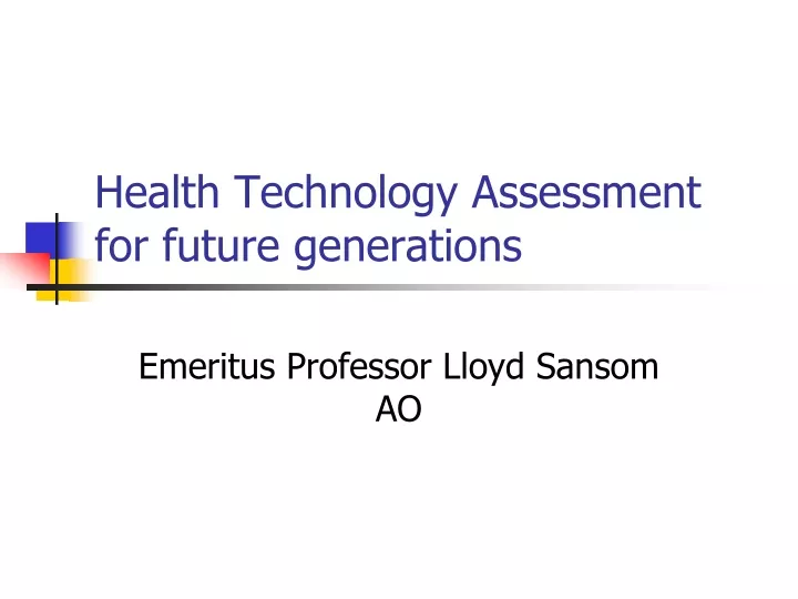 health technology assessment for future generations