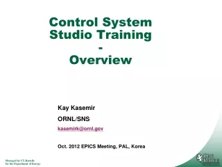 Control System Studio Training - Overview