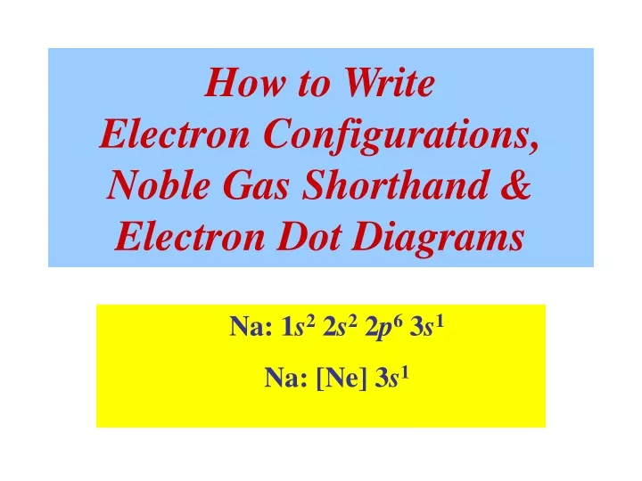 how to write electron configurations noble gas shorthand electron dot diagrams