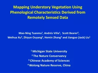 Mapping Understory Vegetation Using Phenological Characteristics Derived from Remotely Sensed Data