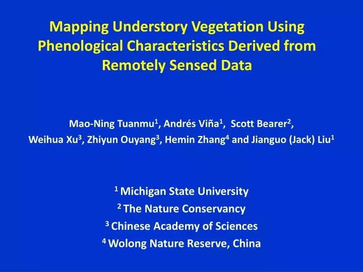 mapping understory vegetation using phenological characteristics derived from remotely sensed data