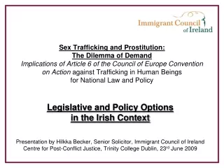 Legislative and Policy Options  in the Irish Context