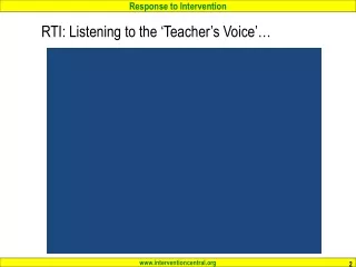 RTI: Listening to the ‘Teacher’s Voice’…