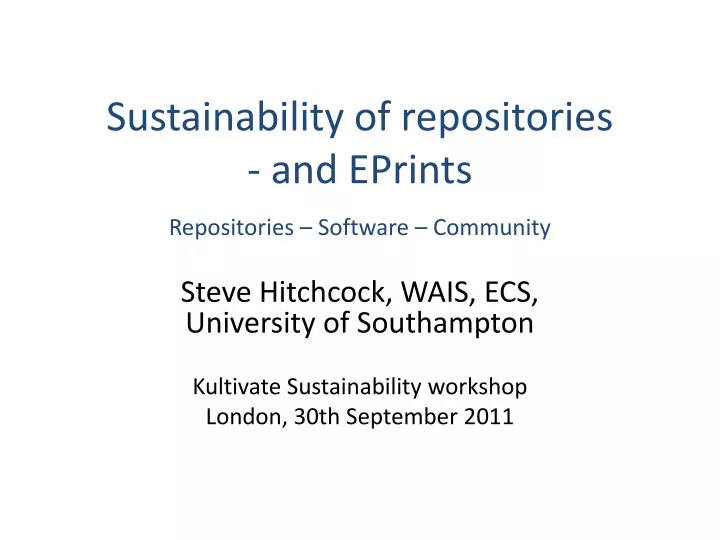 sustainability of repositories and eprints