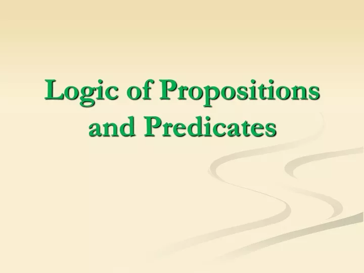 logic of propositions and predicates