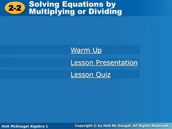 solving equations by multiplying or dividing