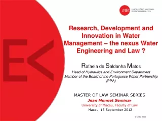 MASTER OF LAW SEMINAR SERIES Jean Monnet Seminar  University of Macau, Faculty of Law