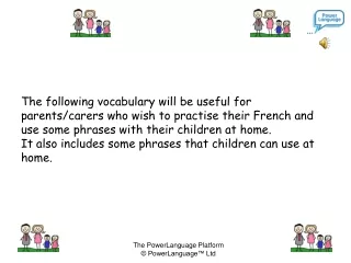 À la maison 1: vocabulaire  pour les parents/soignants  et  les enfants
