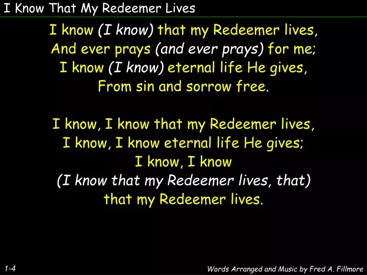 i know that my redeemer lives