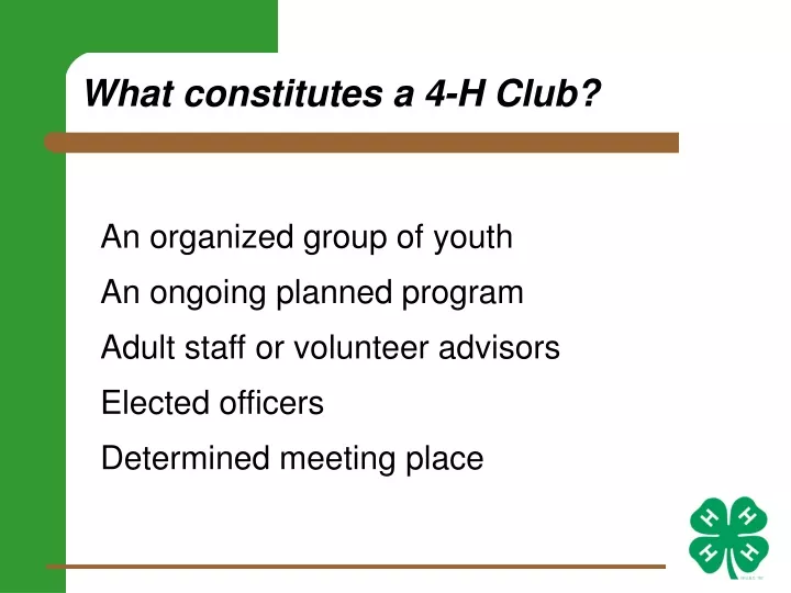 what constitutes a 4 h club