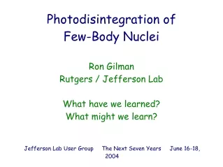 Photodisintegration of Few-Body Nuclei