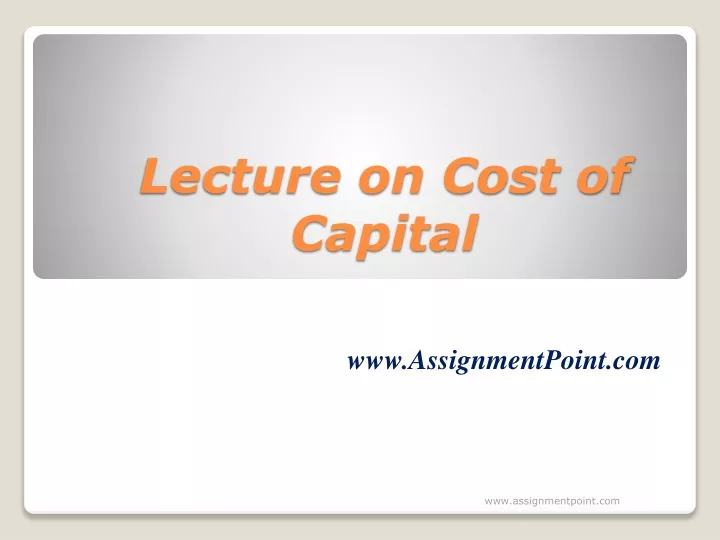 lecture on cost of capital