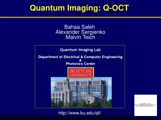 Quantum Imaging Lab Department of Electrical &amp; Computer Engineering &amp; Photonics Center