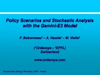 Policy Scenarios and Stochastic Analysis with the Gemini-E3 Model