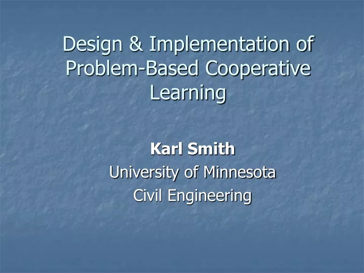 design implementation of problem based cooperative learning