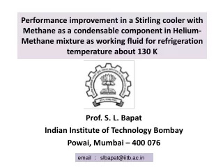 Prof. S. L. Bapat  Indian Institute of Technology Bombay Powai, Mumbai – 400 076