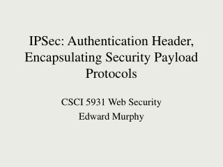 IPSec: Authentication Header, Encapsulating Security Payload Protocols