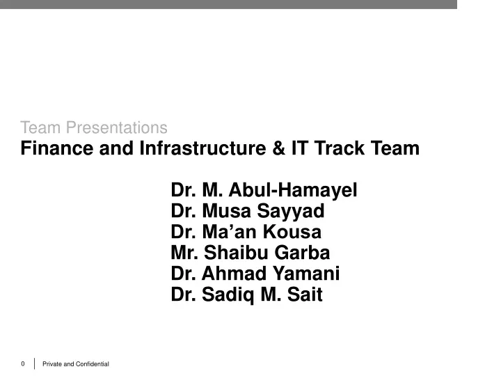 team presentations finance and infrastructure