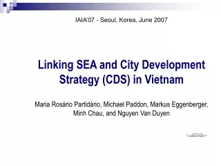Linking SEA and City Development Strategy (CDS) in Vietnam