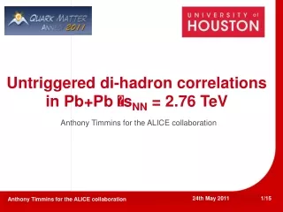 Untriggered di-hadron correlations in Pb+Pb  s NN  = 2.76 TeV
