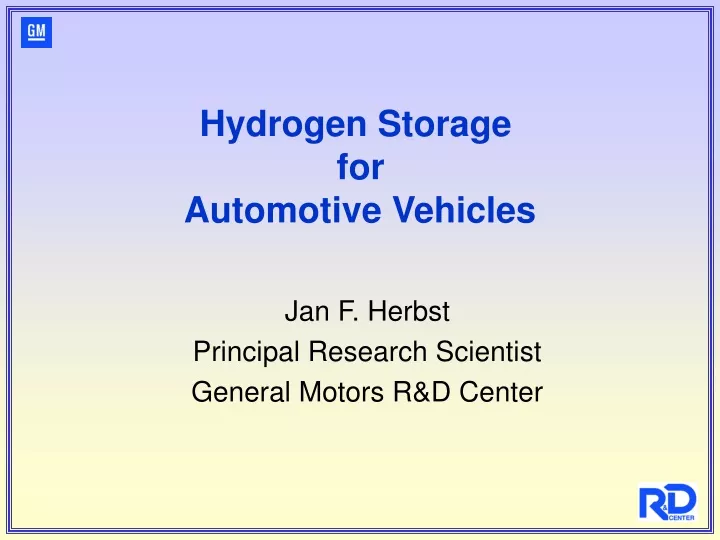 hydrogen storage for automotive vehicles