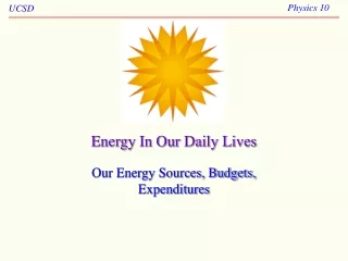 Energy In Our Daily Lives