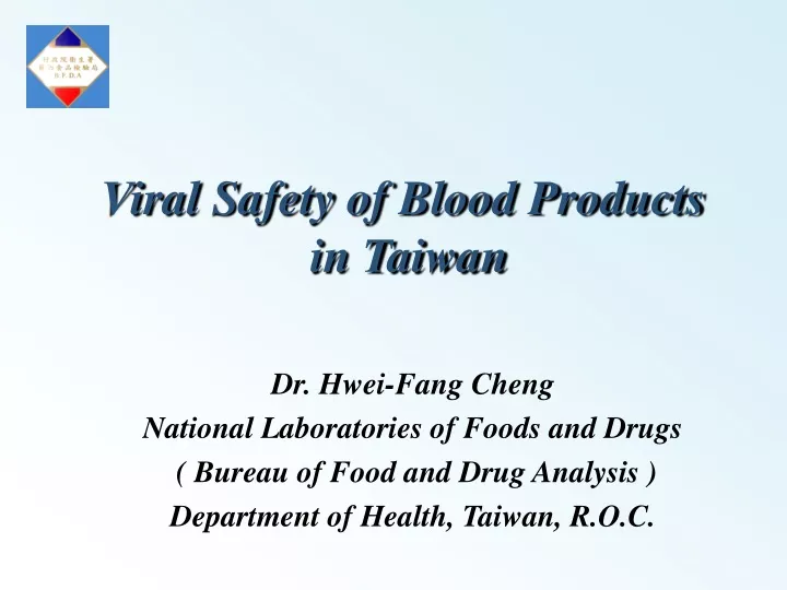 viral safety of blood products in taiwan
