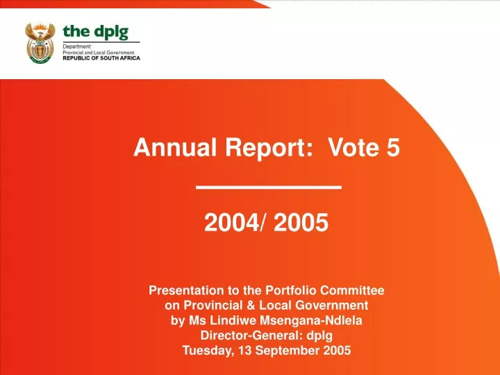 annual report vote 5 2004 2005