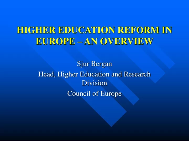 higher education reform in europe an overview