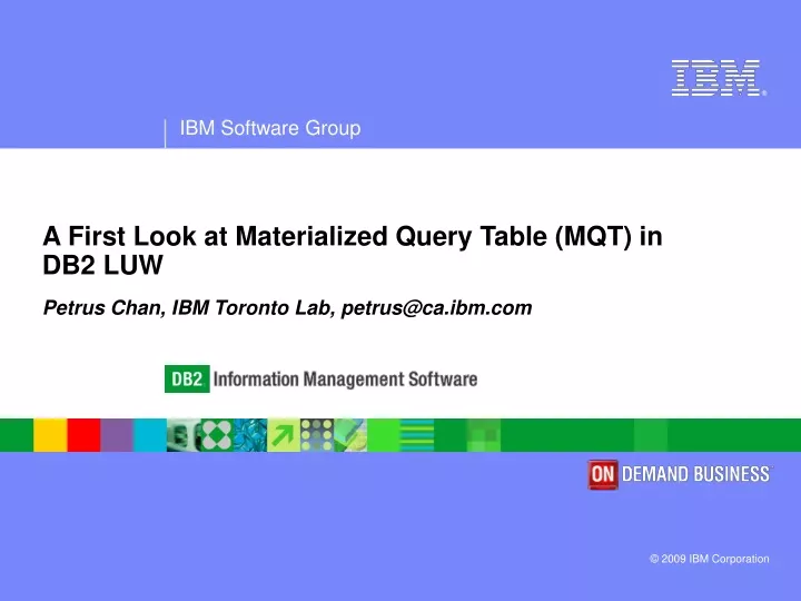 a first look at materialized query table mqt in db2 luw