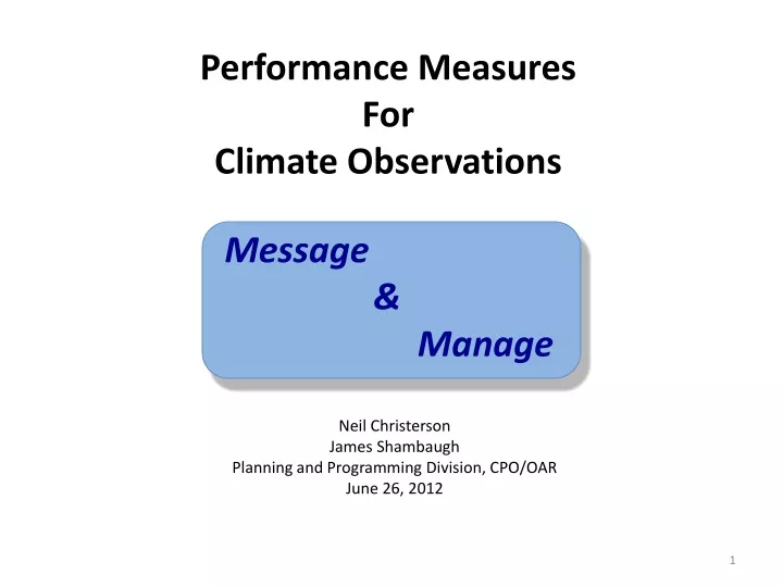 performance measures for climate observations