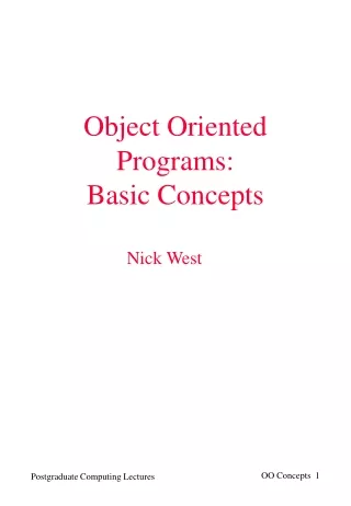 Object Oriented Programs: Basic Concepts
