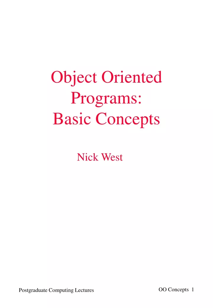 object oriented programs basic concepts