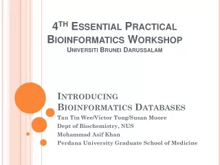 Introducing  Bioinformatics Databases