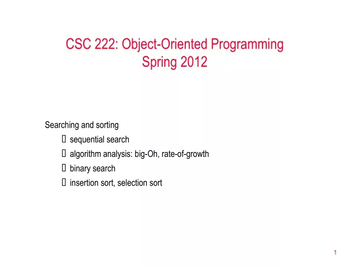 csc 222 object oriented programming spring 2012