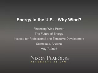 Energy in the U.S. - Why Wind?