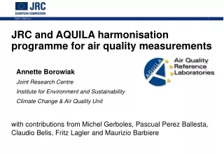 JRC and AQUILA harmonisation programme for air quality measurements